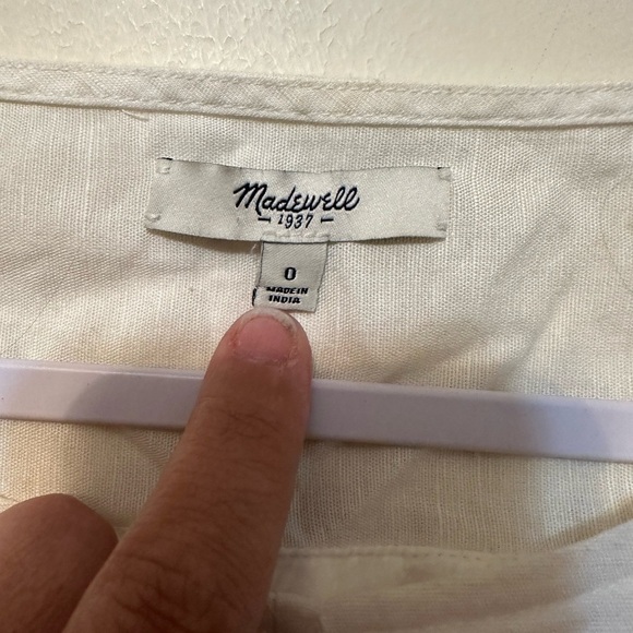 Madewell Eyelet Overlay Open Back Dress Size 0 Linen Blend Pockets Classic Clean - Picture 2 of 4